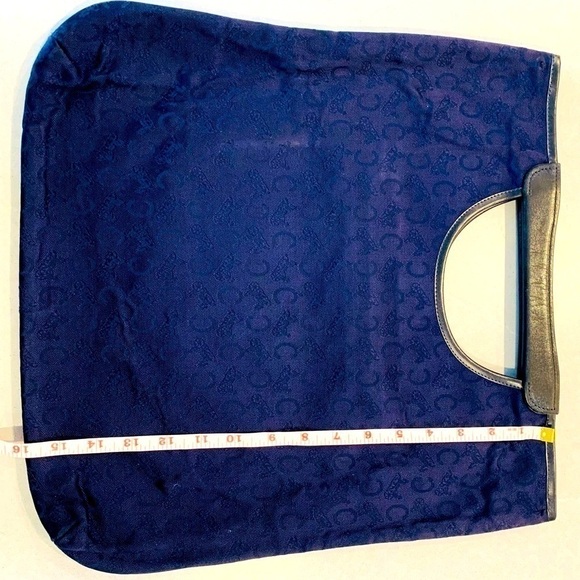 VINTAGE Celine Jacquard C Fabric & Leather Handbag Tote - Picture 11 of 15